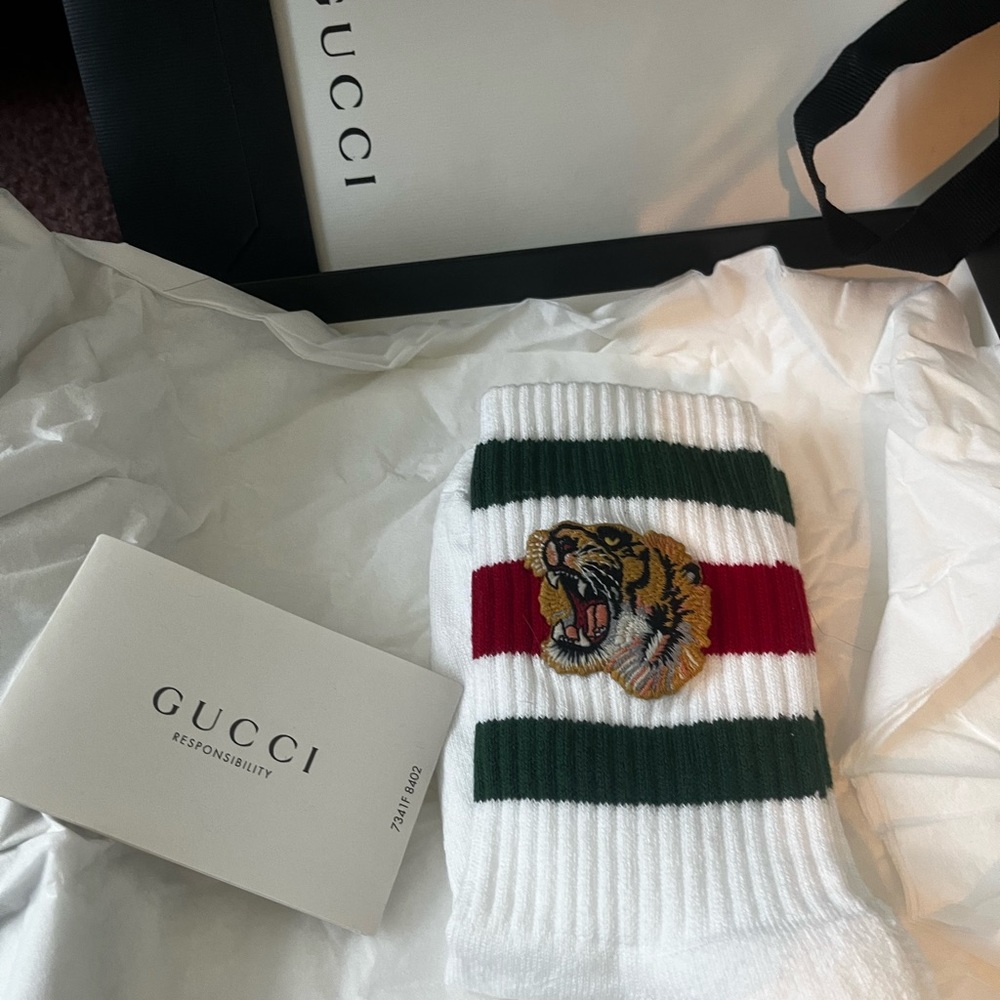 Gucci socks. Worn once. Includes box, ribbon